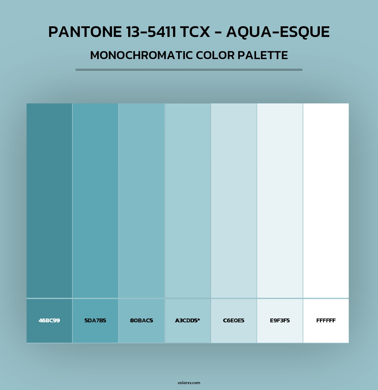 PANTONE 13-5411 TCX - Aqua-esque - Monochromatic Color Palette