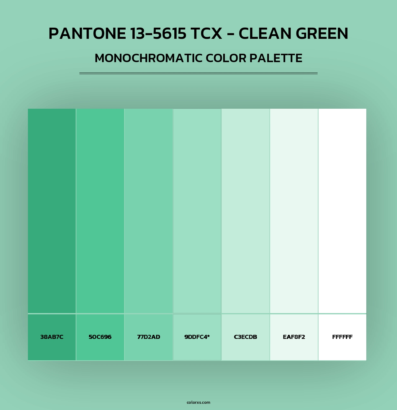 PANTONE 13-5615 TCX - Clean Green - Monochromatic Color Palette