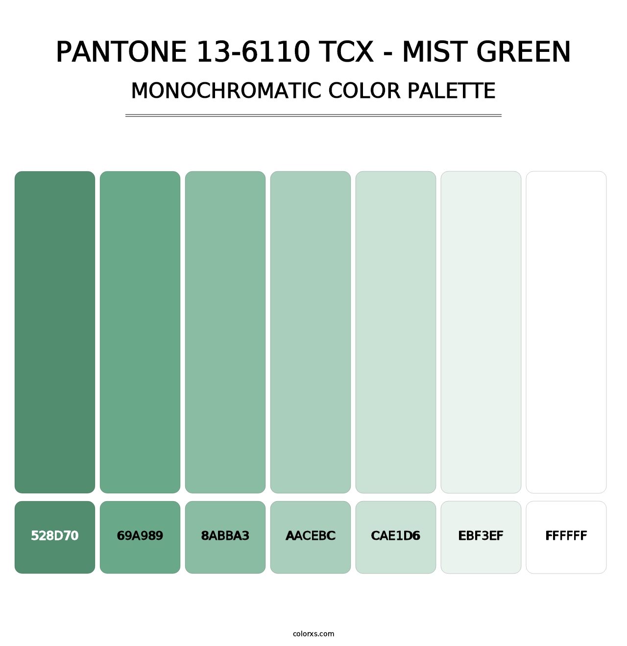 PANTONE 13-6110 TCX - Mist Green - Monochromatic Color Palette