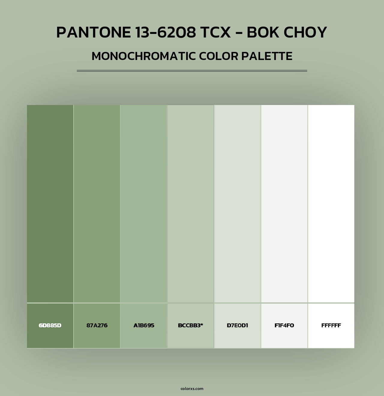 PANTONE 13-6208 TCX - Bok Choy - Monochromatic Color Palette