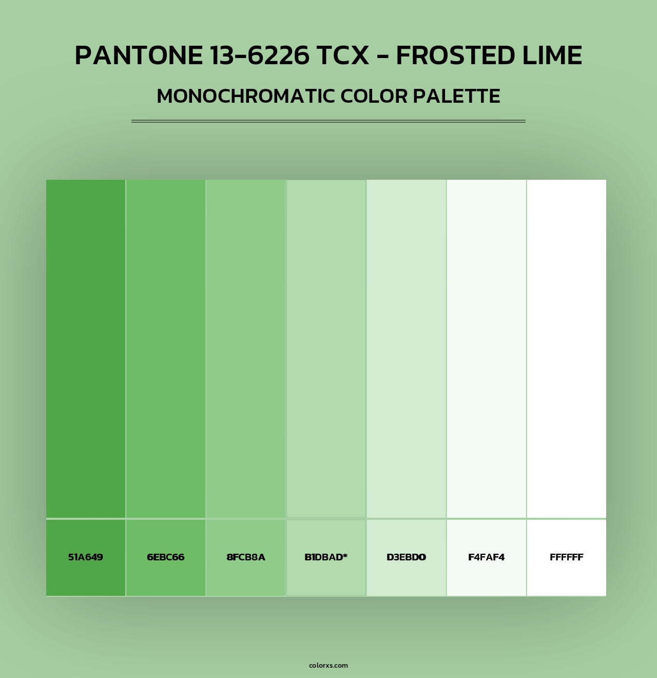 PANTONE 13-6226 TCX - Frosted Lime - Monochromatic Color Palette