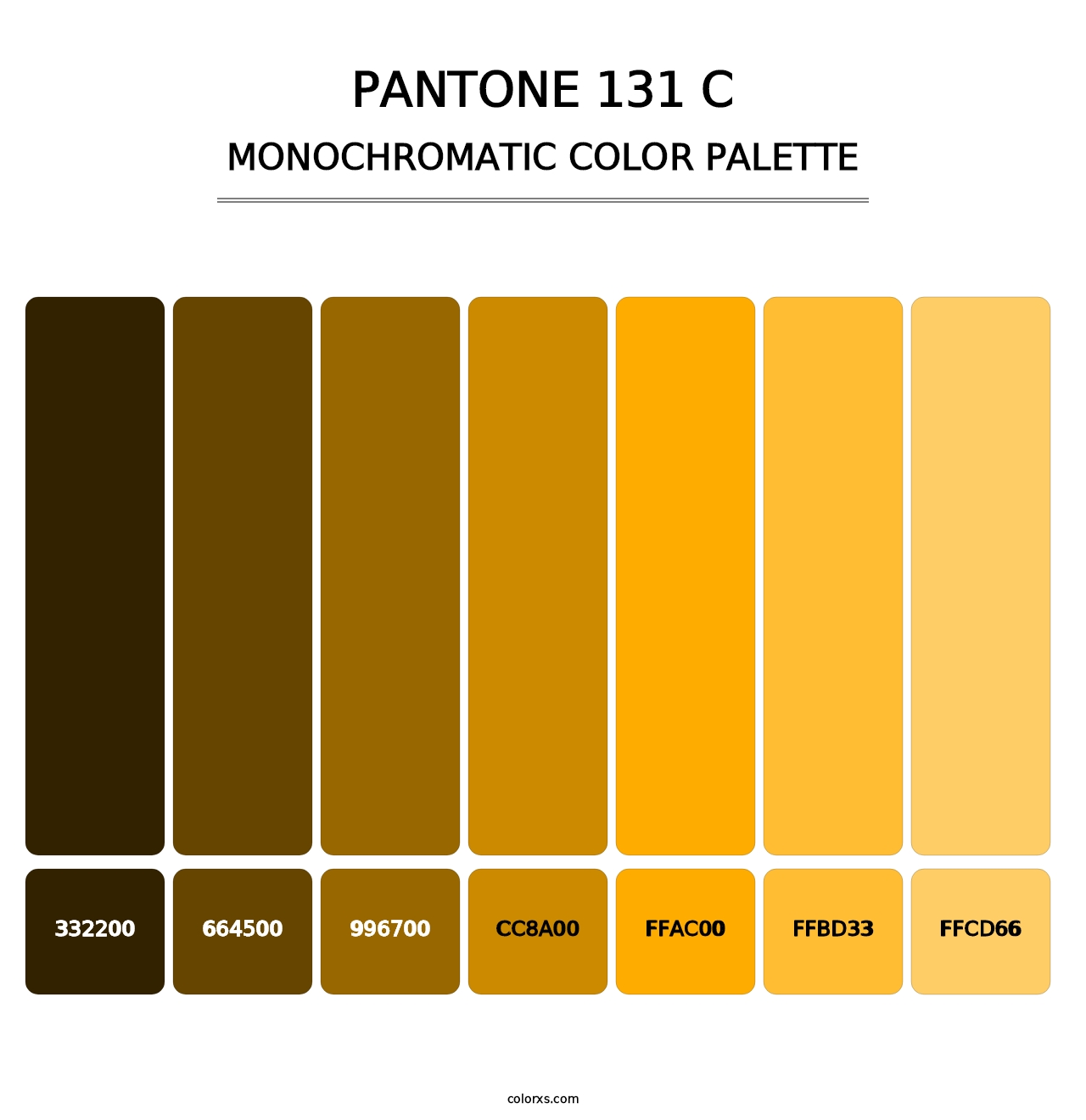 PANTONE 131 C - Monochromatic Color Palette