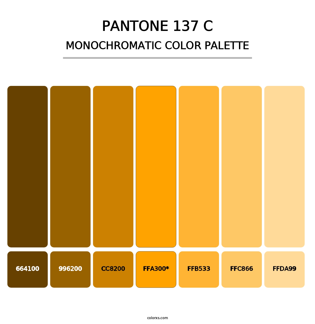 PANTONE 137 C - Monochromatic Color Palette