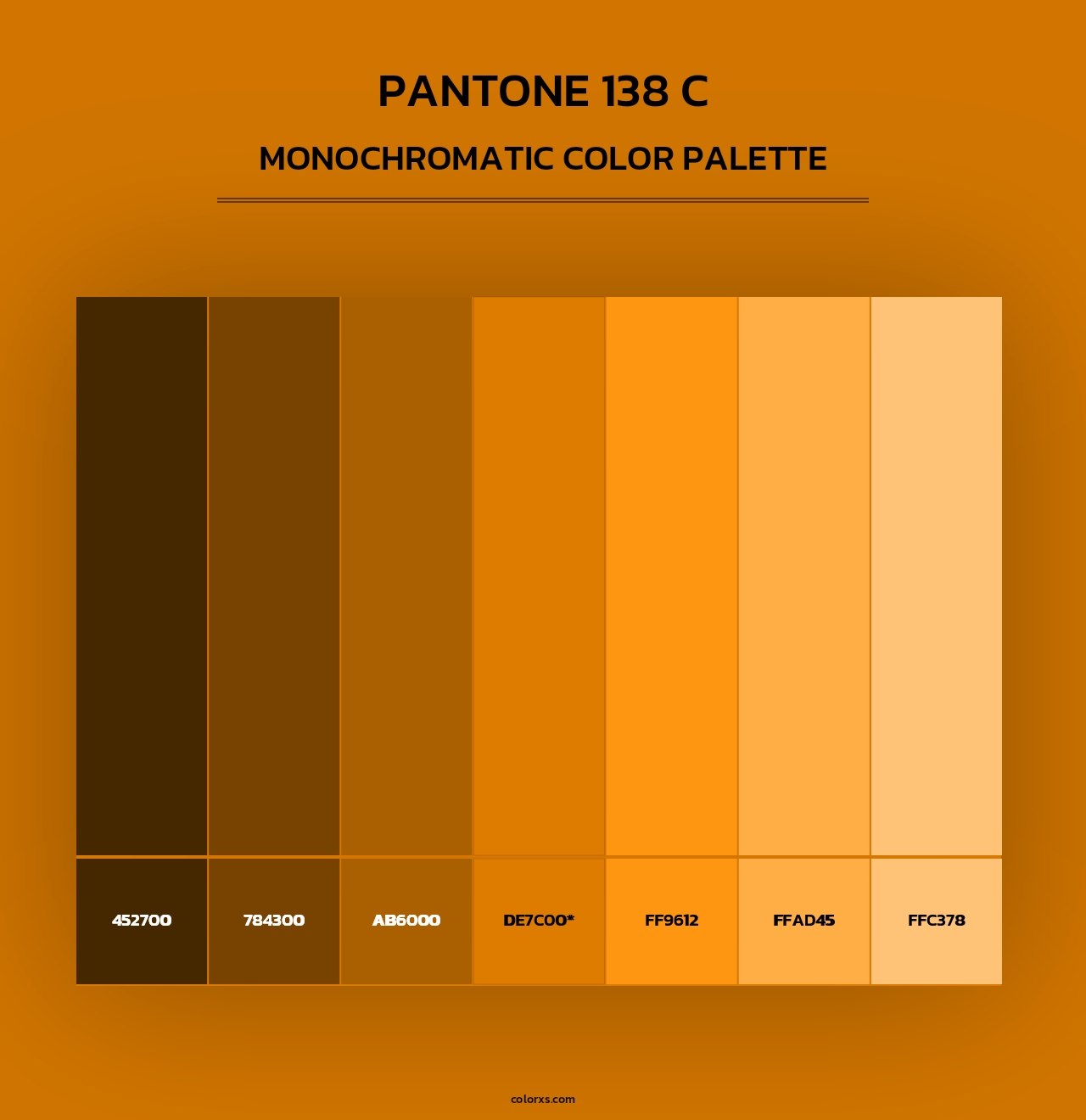 PANTONE 138 C - Monochromatic Color Palette