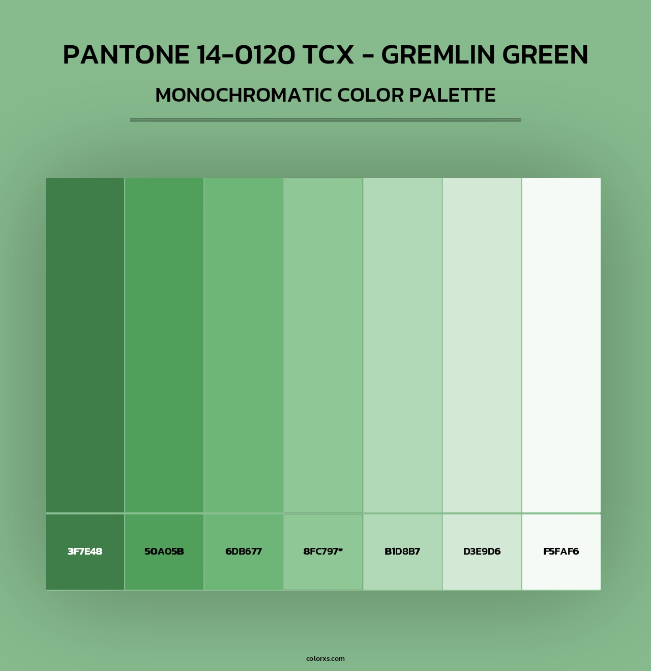 Pantone 14-0120 TCX - Gremlin Green - Monochromatic Color Palette