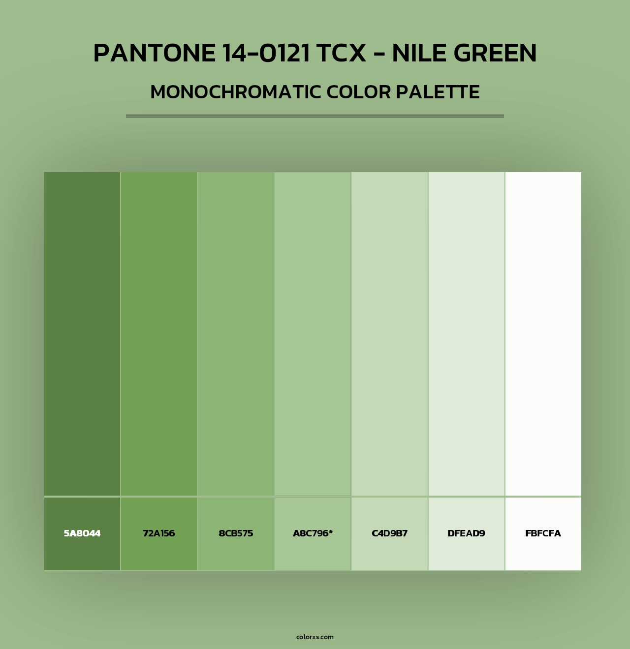 PANTONE 14-0121 TCX - Nile Green - Monochromatic Color Palette