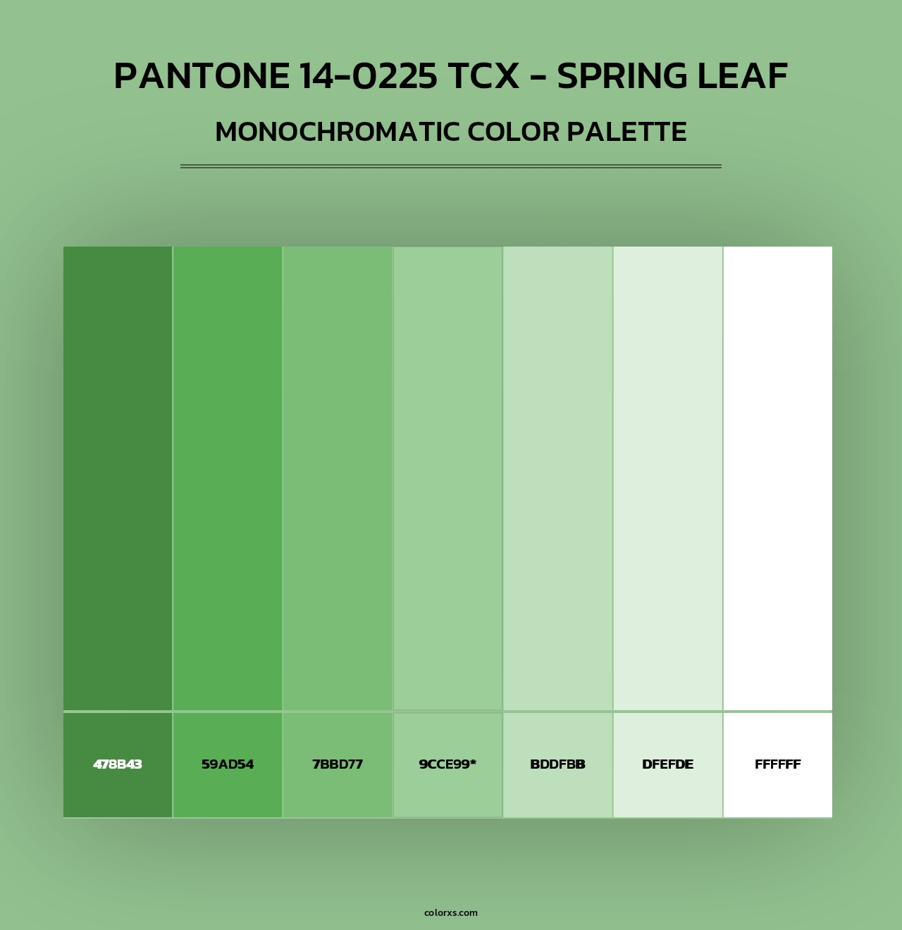 PANTONE 14-0225 TCX - Spring Leaf - Monochromatic Color Palette