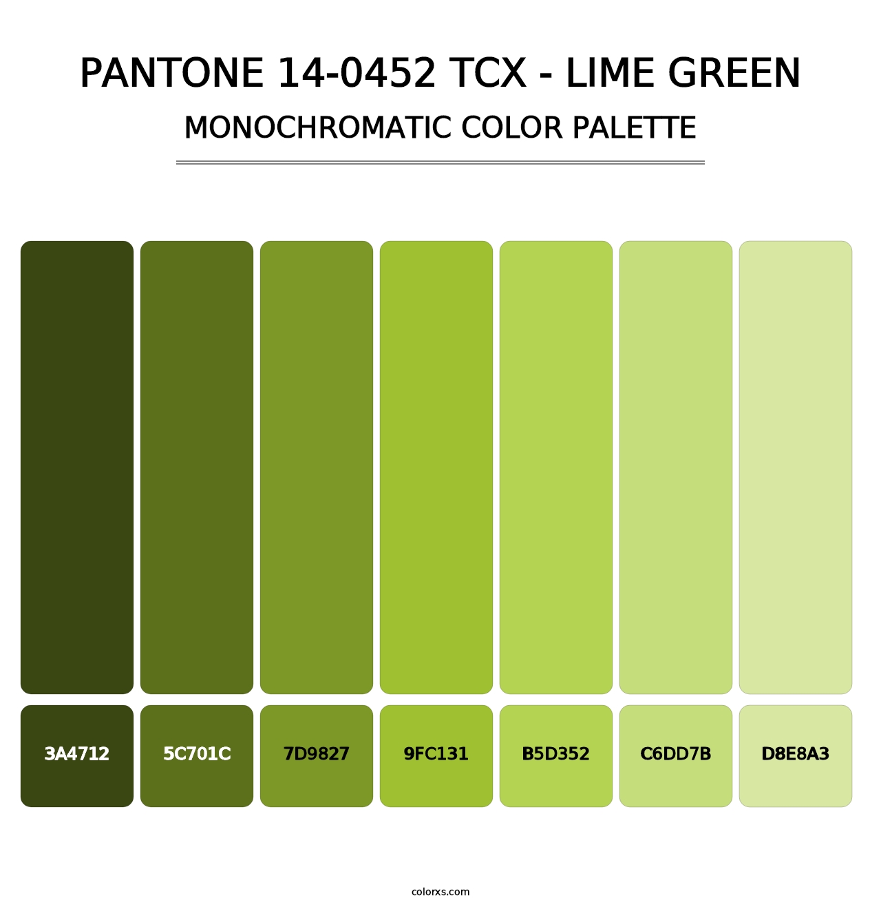 PANTONE 14-0452 TCX - Lime Green - Monochromatic Color Palette