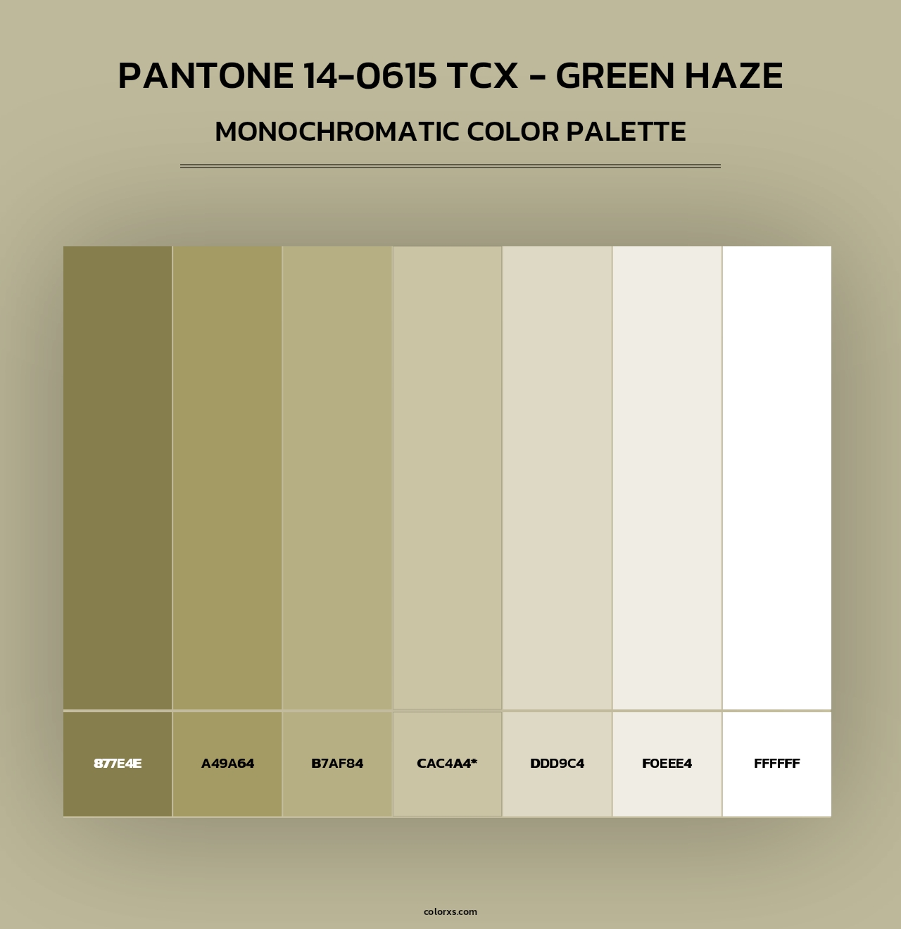 PANTONE 14-0615 TCX - Green Haze - Monochromatic Color Palette