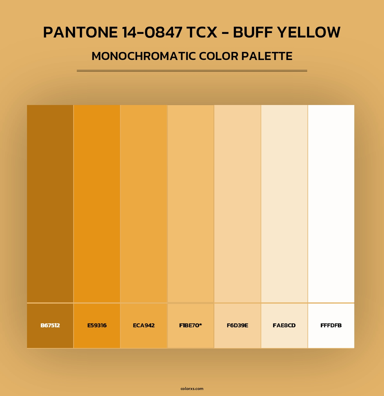 Pantone 14-0847 TCX - Buff Yellow - Monochromatic Color Palette