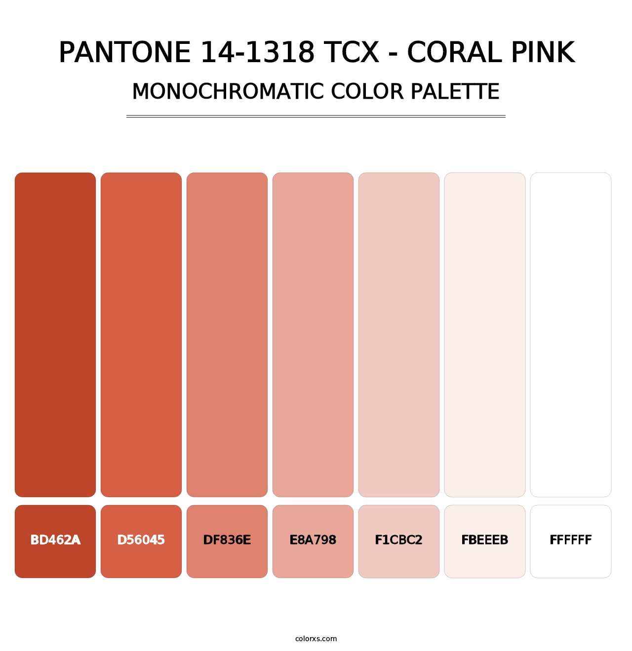 PANTONE 14-1318 TCX - Coral Pink - Monochromatic Color Palette