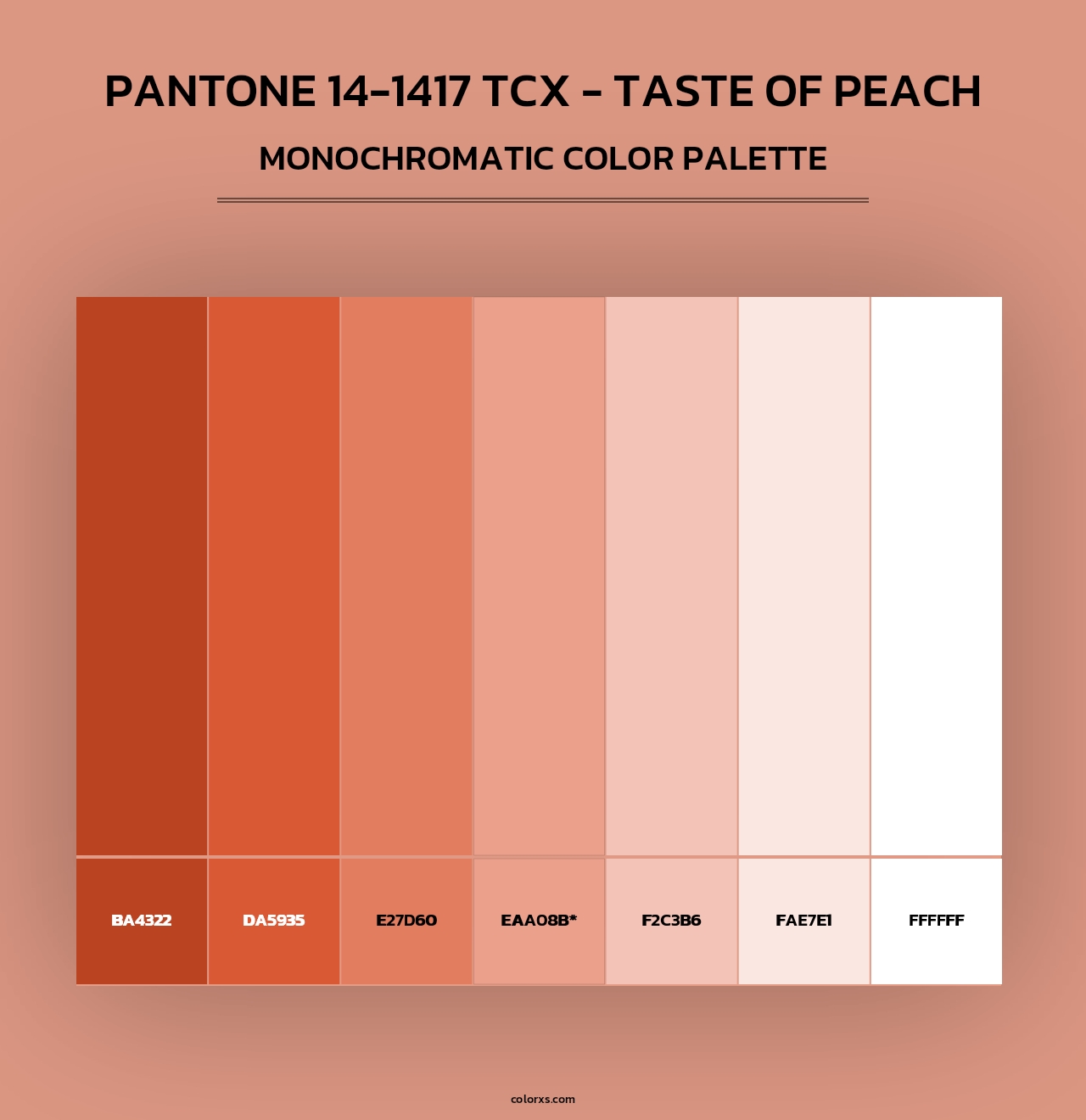 PANTONE 14-1417 TCX - Taste of Peach - Monochromatic Color Palette