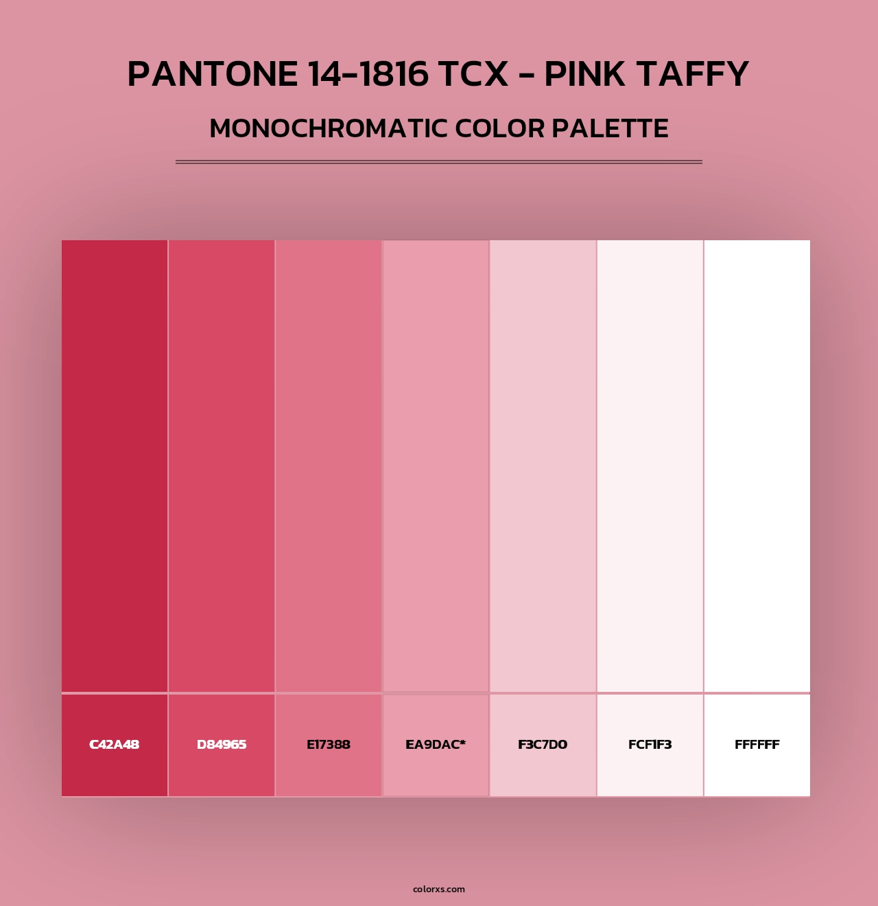 PANTONE 14-1816 TCX - Pink Taffy - Monochromatic Color Palette