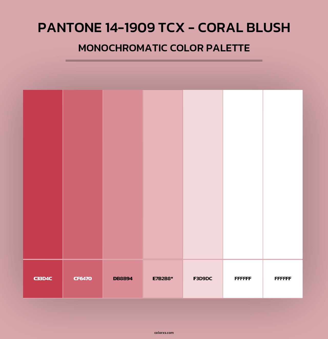 Pantone 14-1909 TCX - Coral Blush - Monochromatic Color Palette