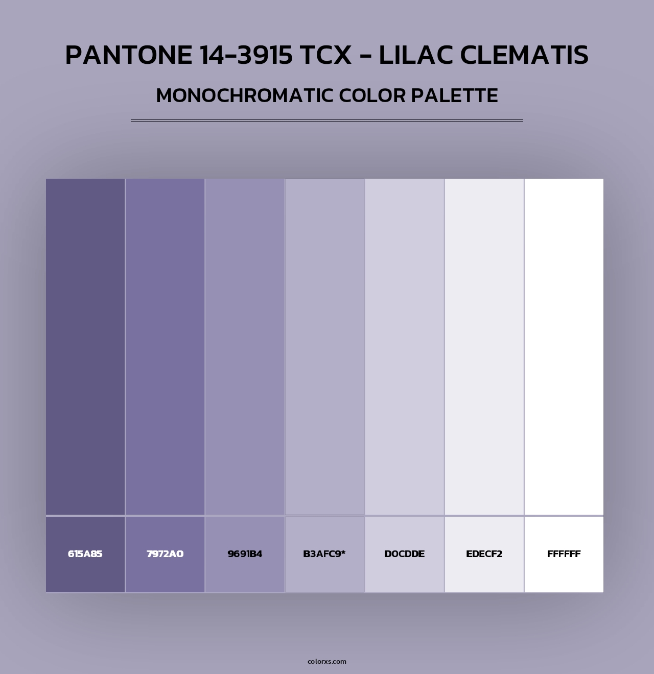 PANTONE 14-3915 TCX - Lilac Clematis - Monochromatic Color Palette