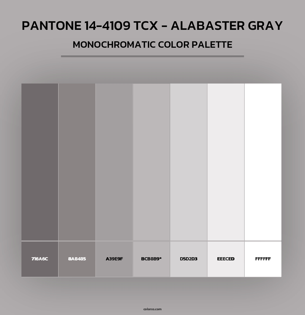 Pantone 14-4109 TCX - Alabaster Gray - Monochromatic Color Palette