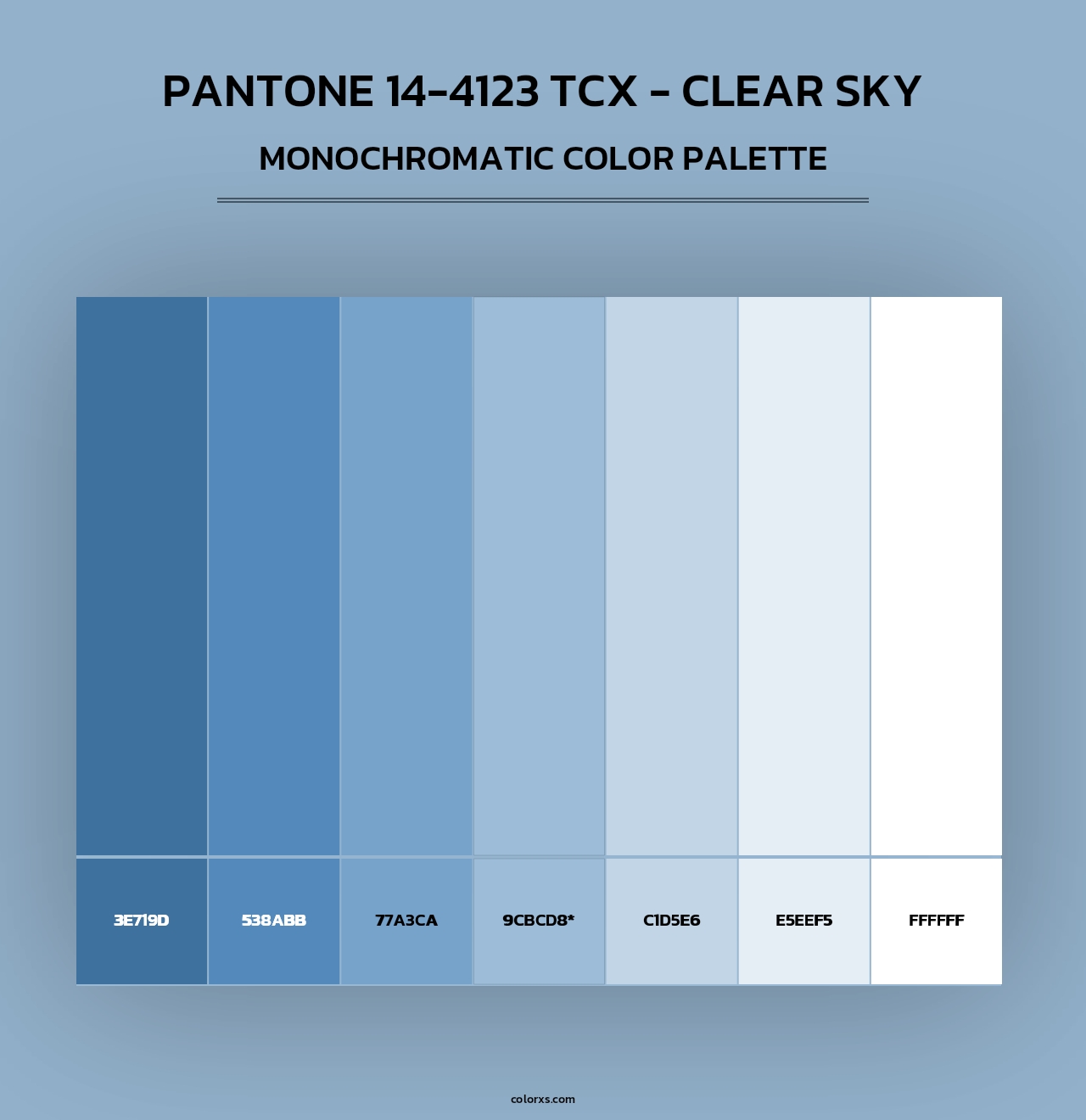 PANTONE 14-4123 TCX - Clear Sky - Monochromatic Color Palette