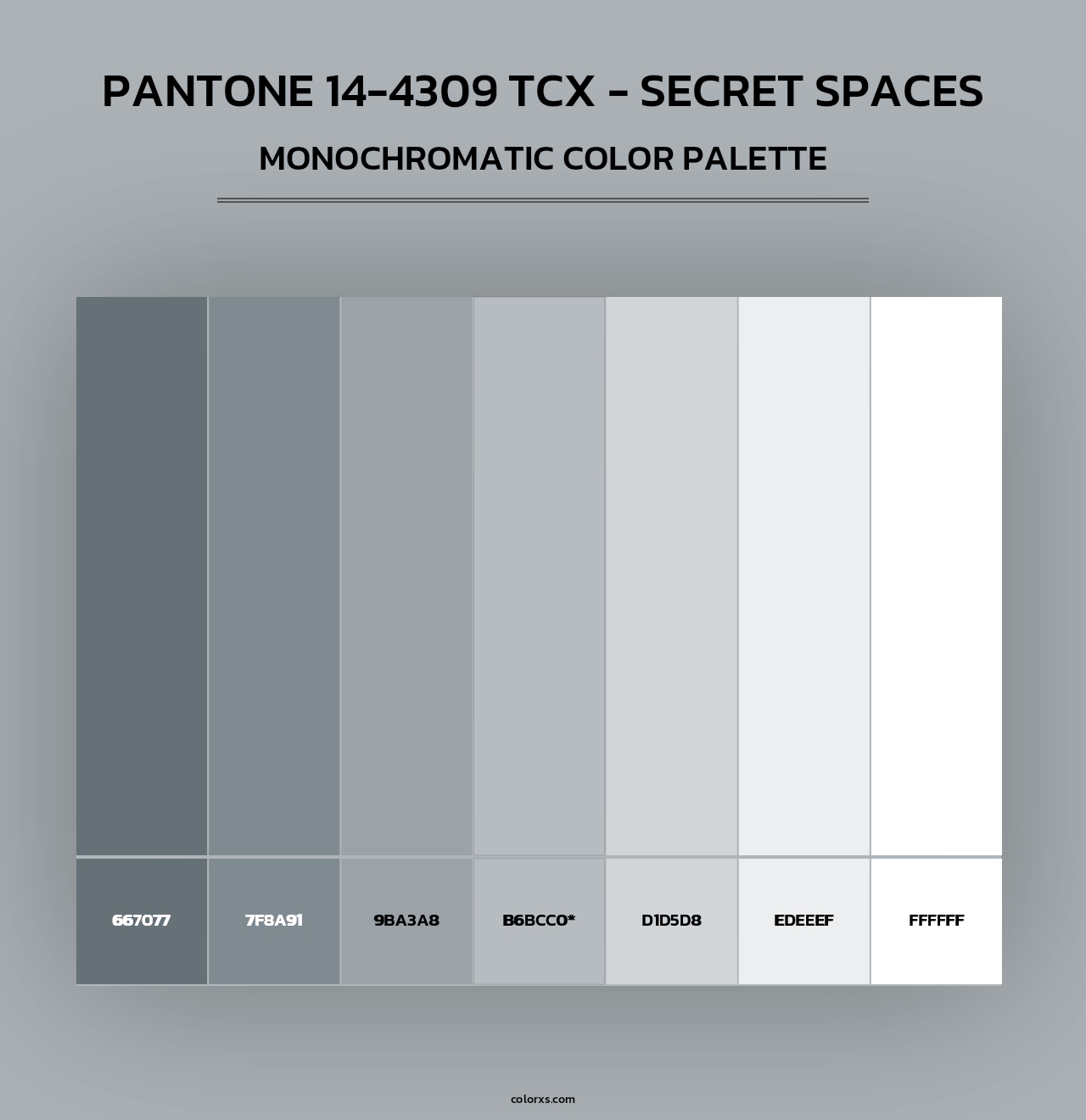 PANTONE 14-4309 TCX - Secret Spaces - Monochromatic Color Palette