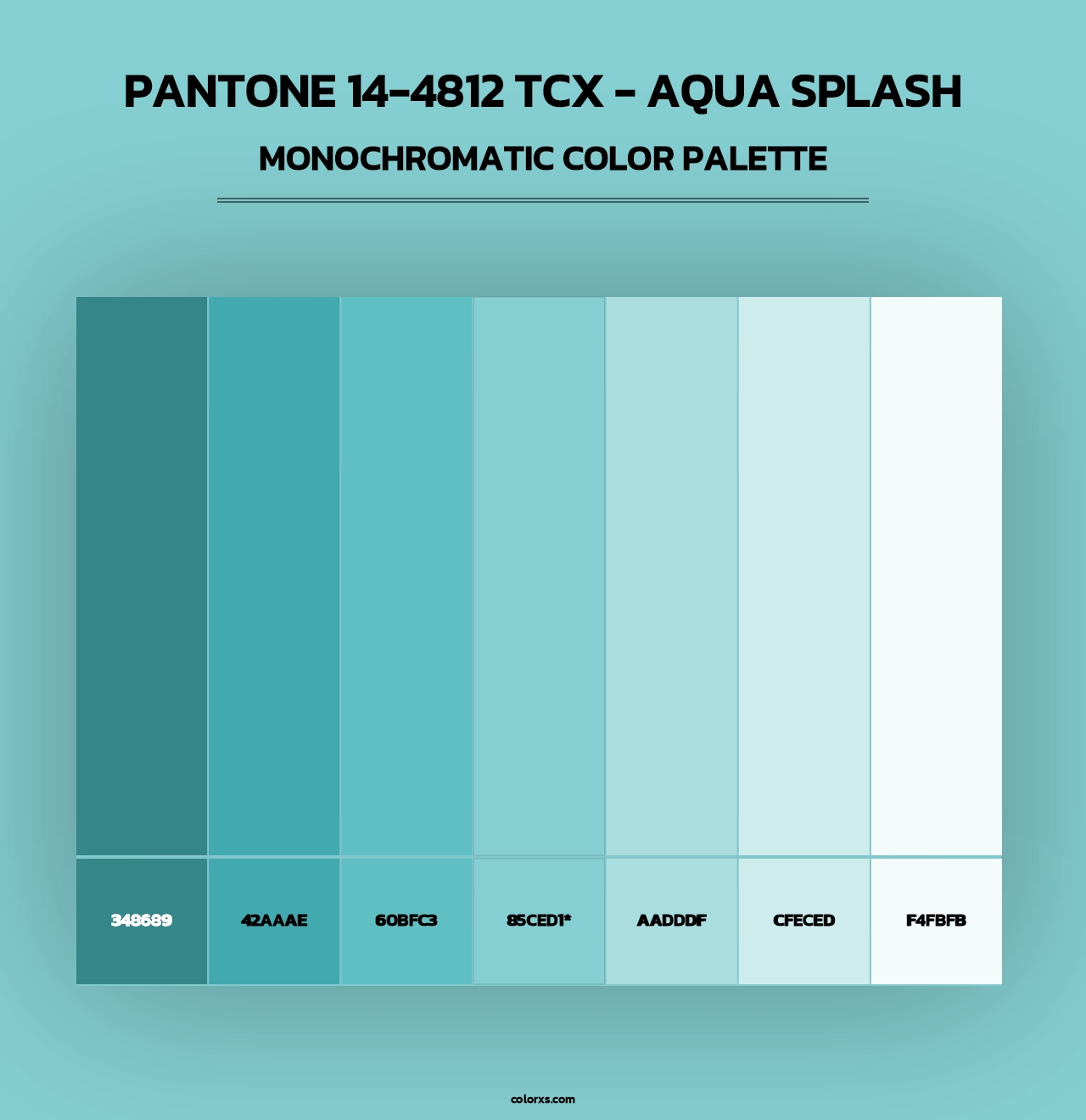 PANTONE 14-4812 TCX - Aqua Splash - Monochromatic Color Palette
