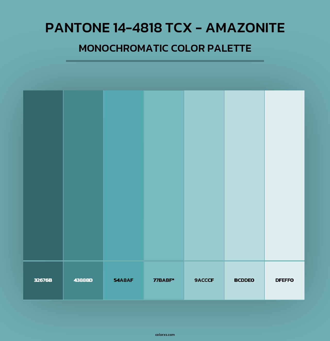 Pantone 14-4818 TCX - Amazonite - Monochromatic Color Palette