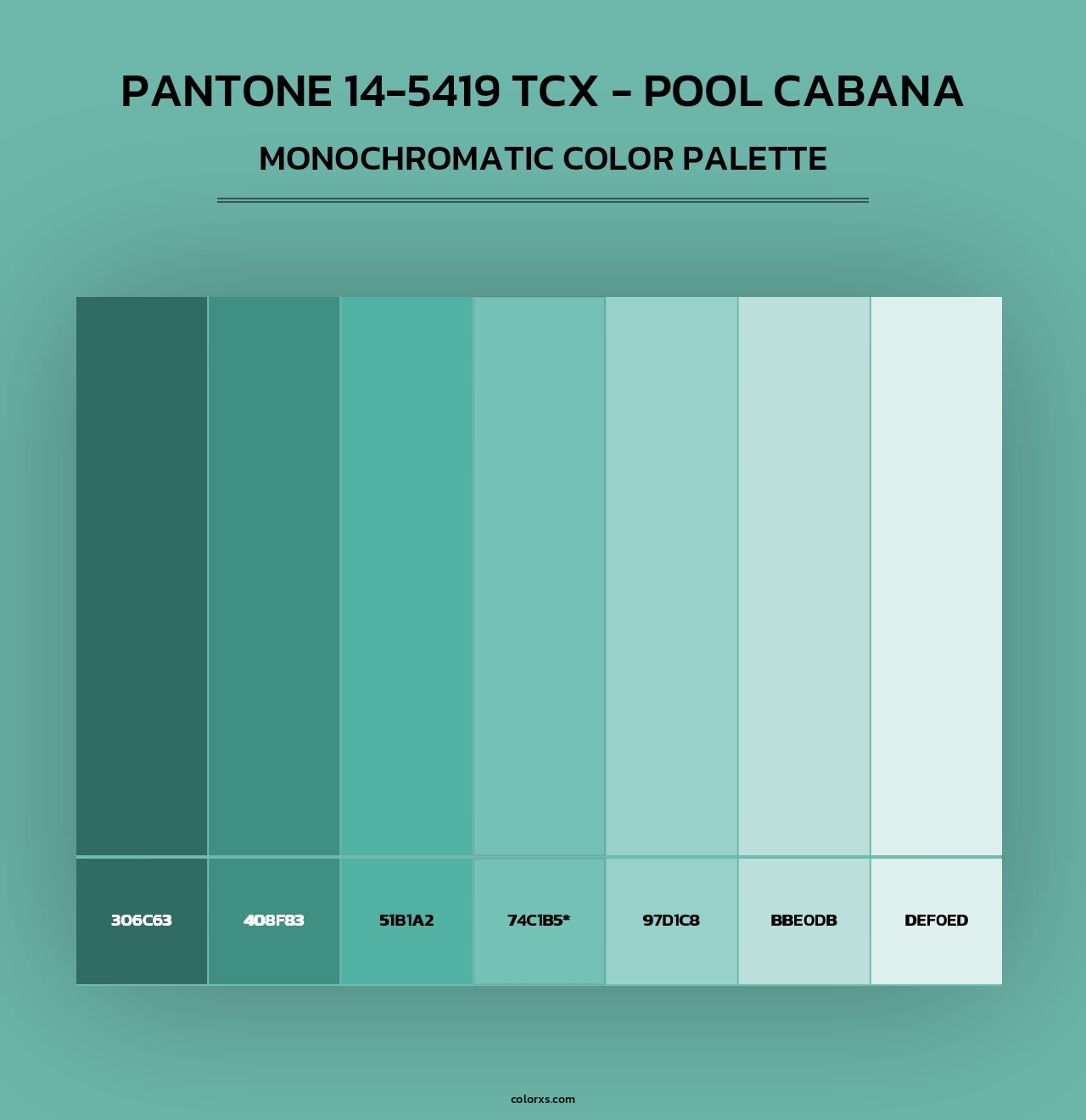 PANTONE 14-5419 TCX - Pool Cabana - Monochromatic Color Palette