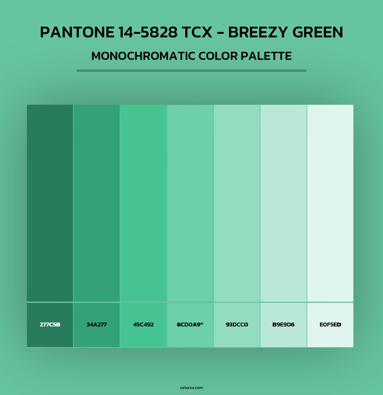 Pantone 14-5828 TCX - Breezy Green - Monochromatic Color Palette