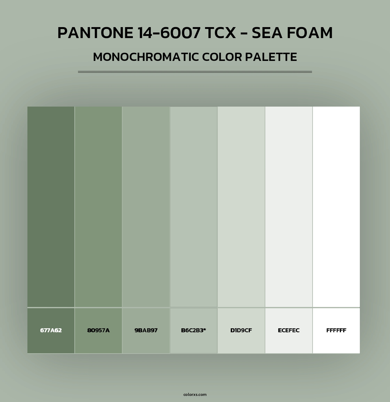 Pantone 14-6007 TCX - Sea Foam - Monochromatic Color Palette