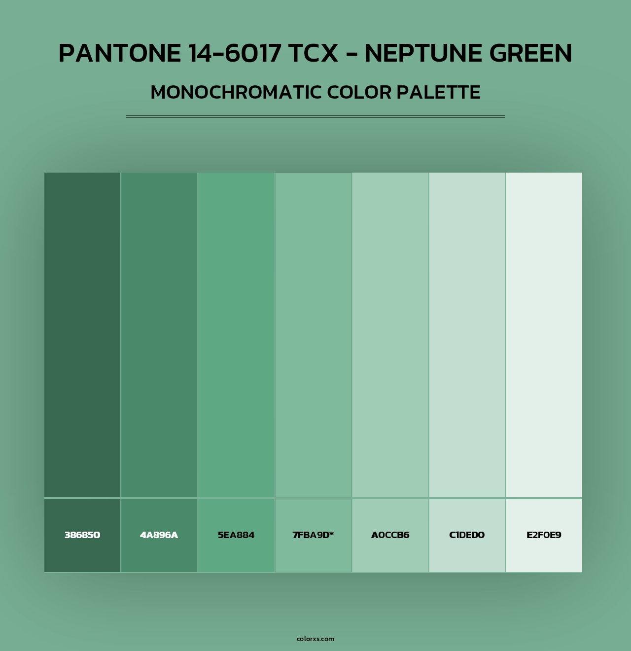 Pantone 14-6017 TCX - Neptune Green - Monochromatic Color Palette