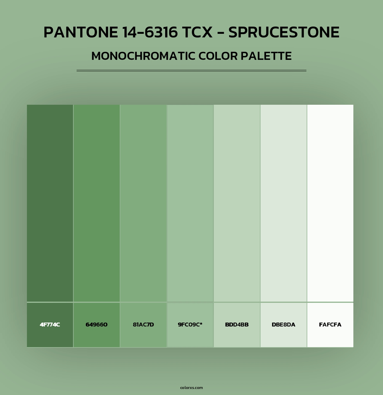 PANTONE 14-6316 TCX - Sprucestone - Monochromatic Color Palette