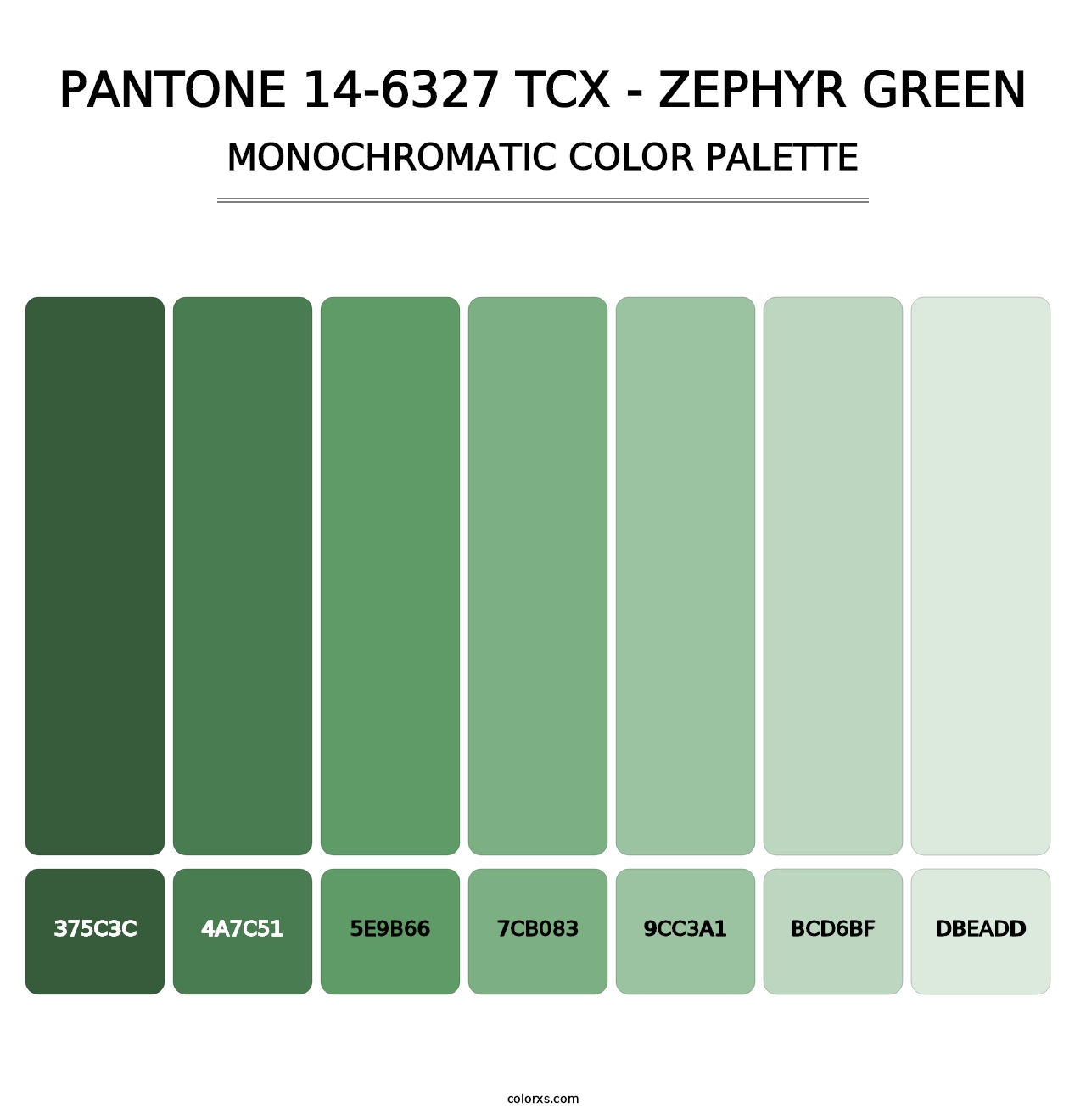 PANTONE 14-6327 TCX - Zephyr Green - Monochromatic Color Palette