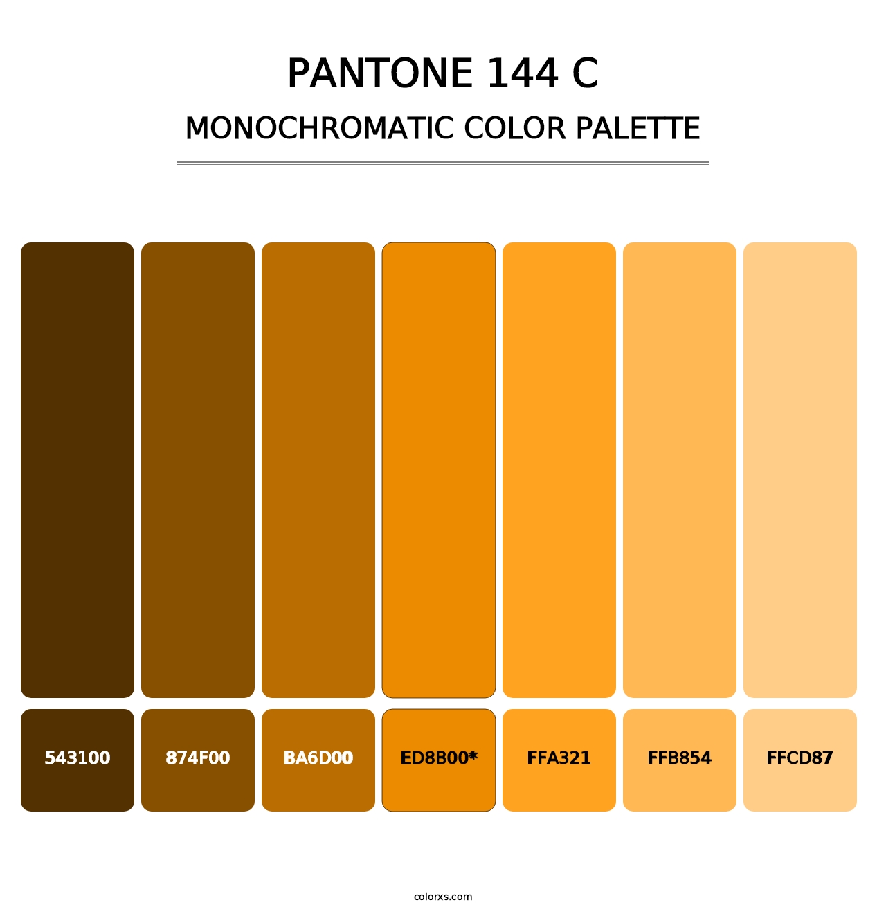PANTONE 144 C - Monochromatic Color Palette