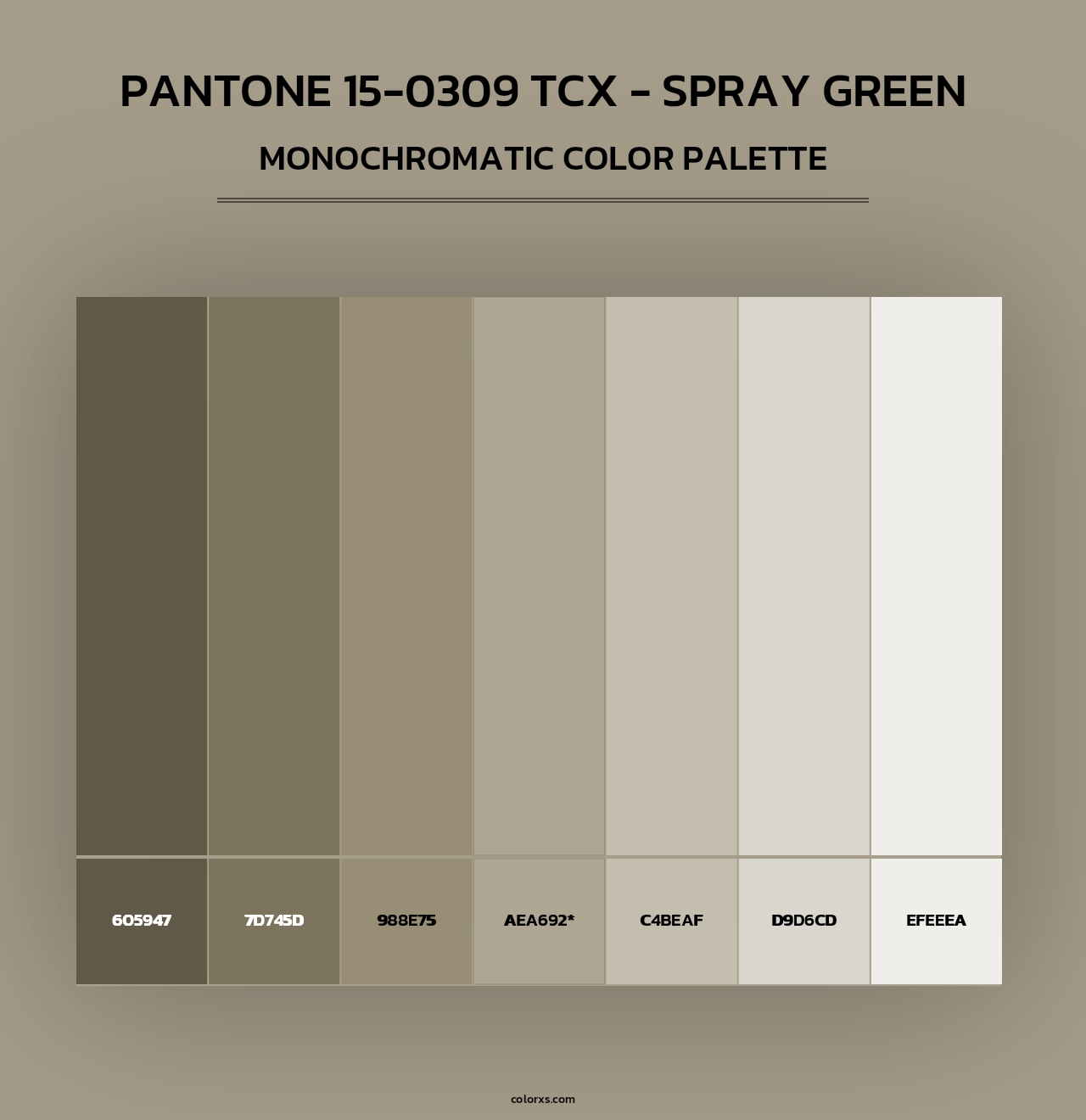 PANTONE 15-0309 TCX - Spray Green - Monochromatic Color Palette