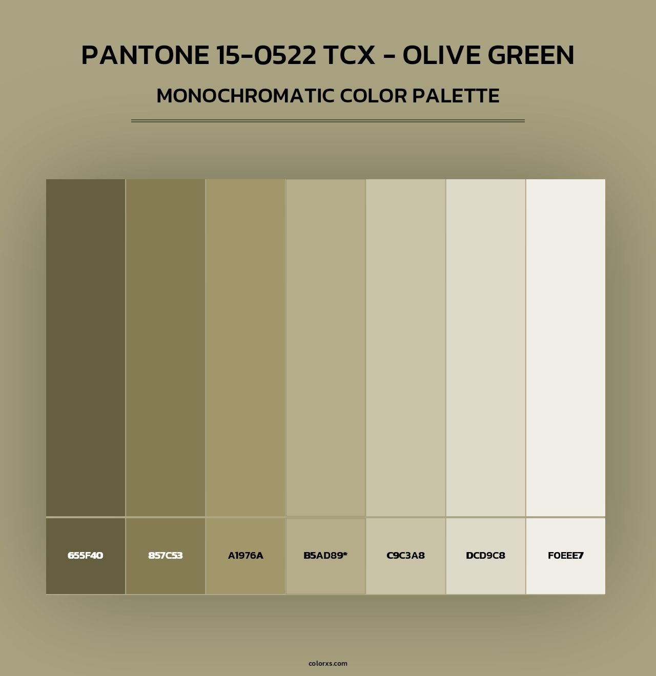 Pantone 15-0522 TCX - Olive Green - Monochromatic Color Palette