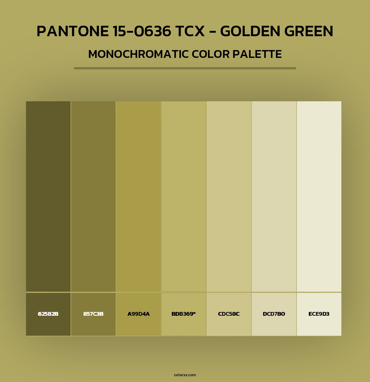 PANTONE 15-0636 TCX - Golden Green - Monochromatic Color Palette