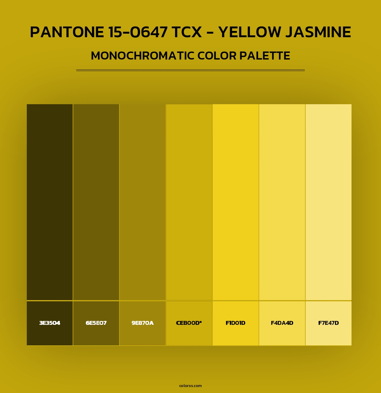 PANTONE 15-0647 TCX - Yellow Jasmine - Monochromatic Color Palette