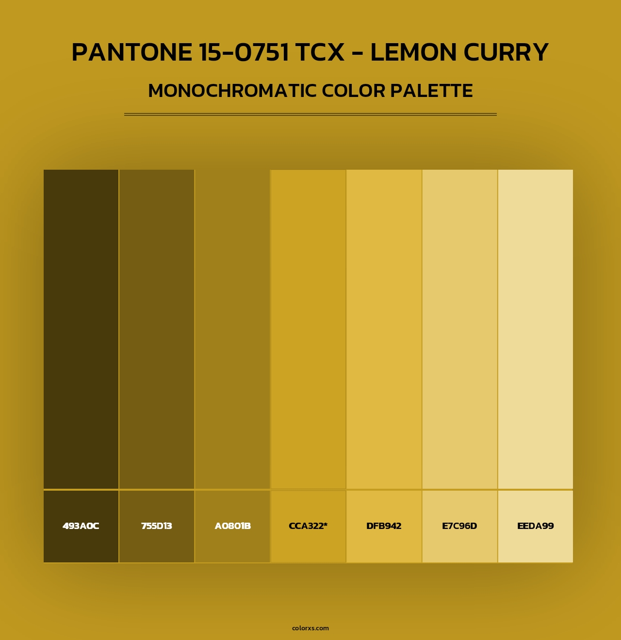 Pantone 15-0751 TCX - Lemon Curry - Monochromatic Color Palette