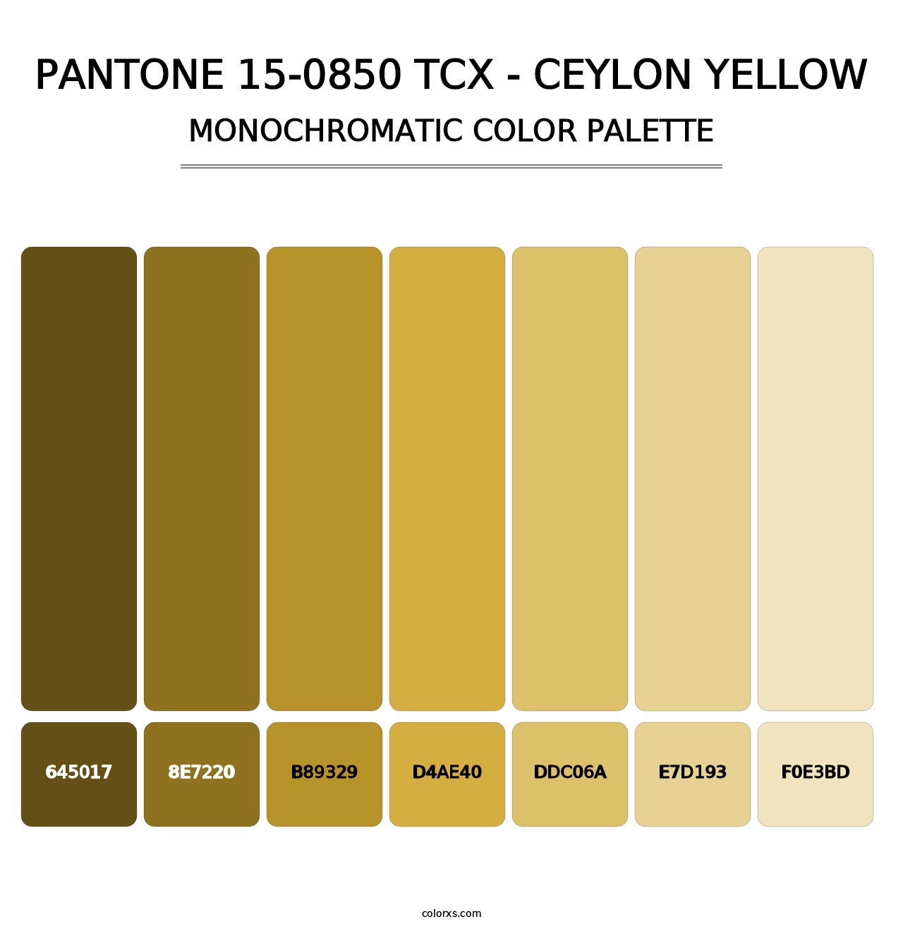 PANTONE 15-0850 TCX - Ceylon Yellow - Monochromatic Color Palette