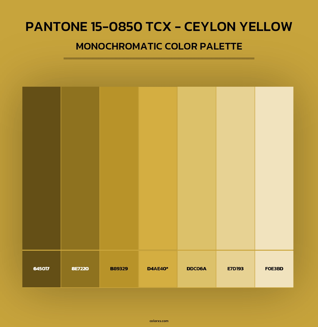 PANTONE 15-0850 TCX - Ceylon Yellow - Monochromatic Color Palette