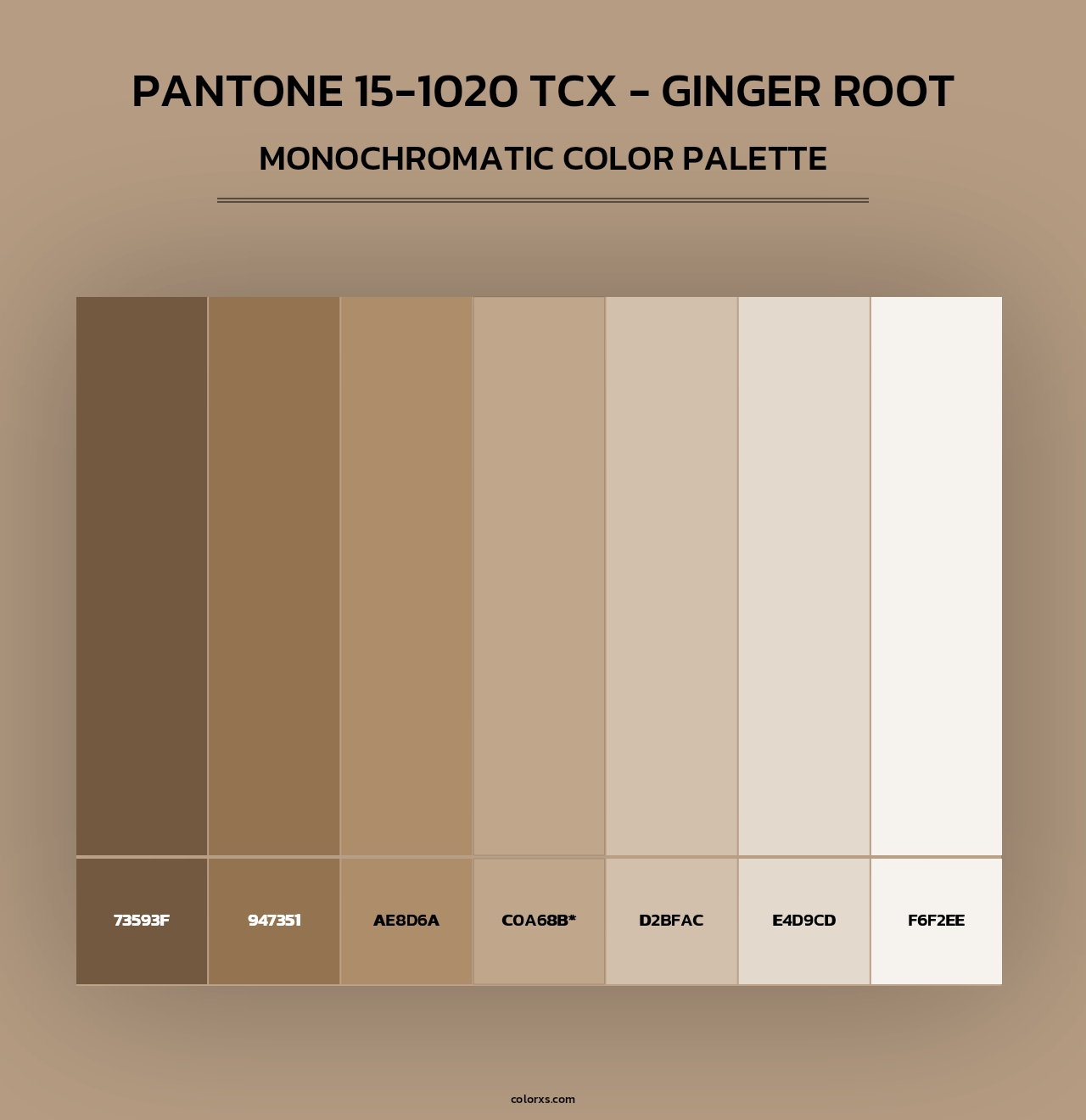 PANTONE 15-1020 TCX - Ginger Root - Monochromatic Color Palette