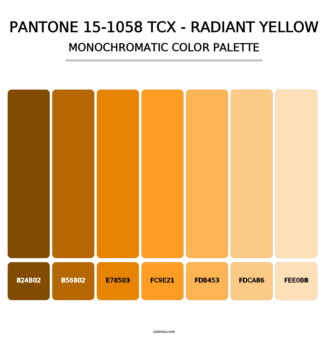 PANTONE 15-1058 TCX - Radiant Yellow - Monochromatic Color Palette