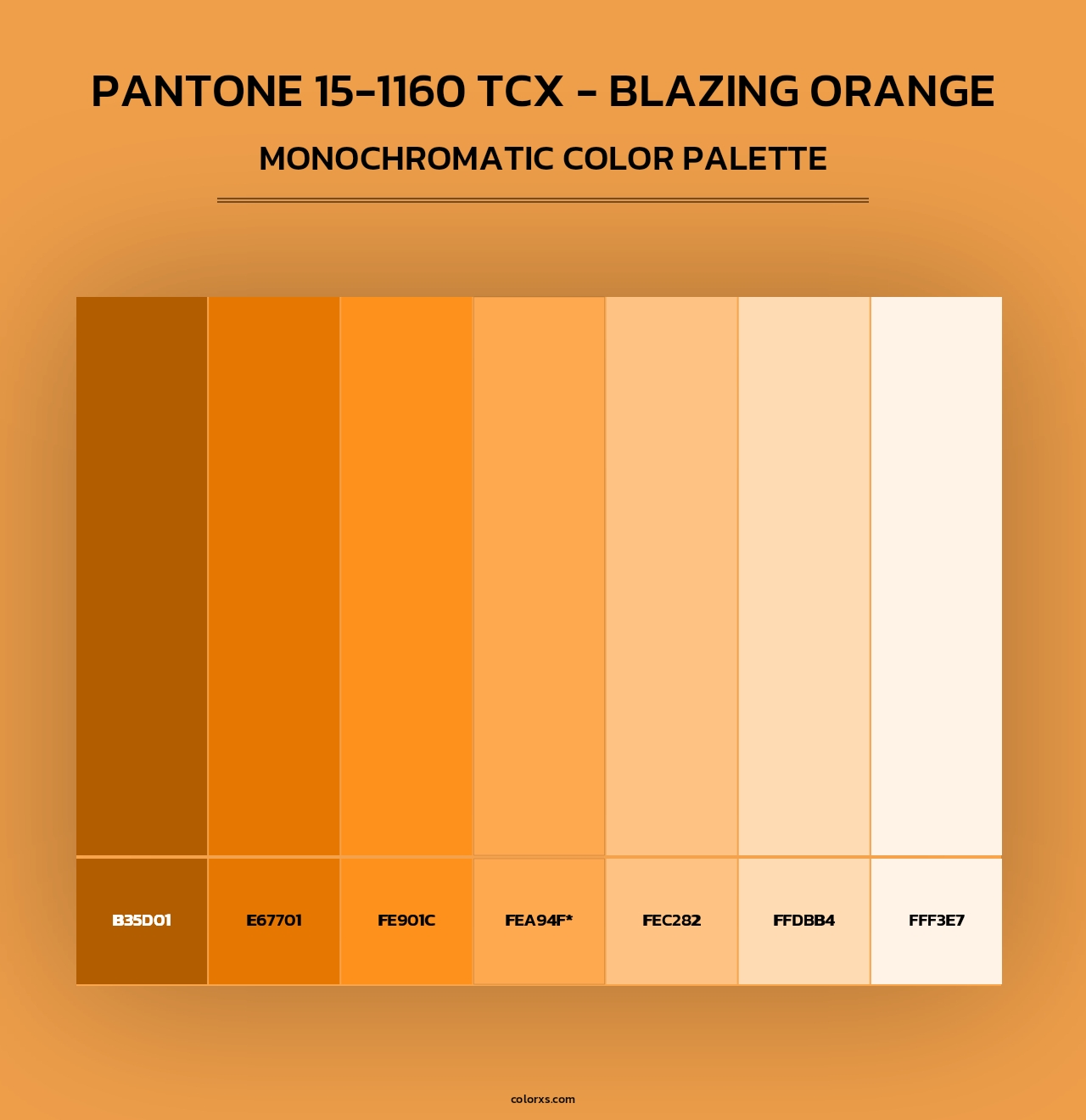 PANTONE 15-1160 TCX - Blazing Orange - Monochromatic Color Palette