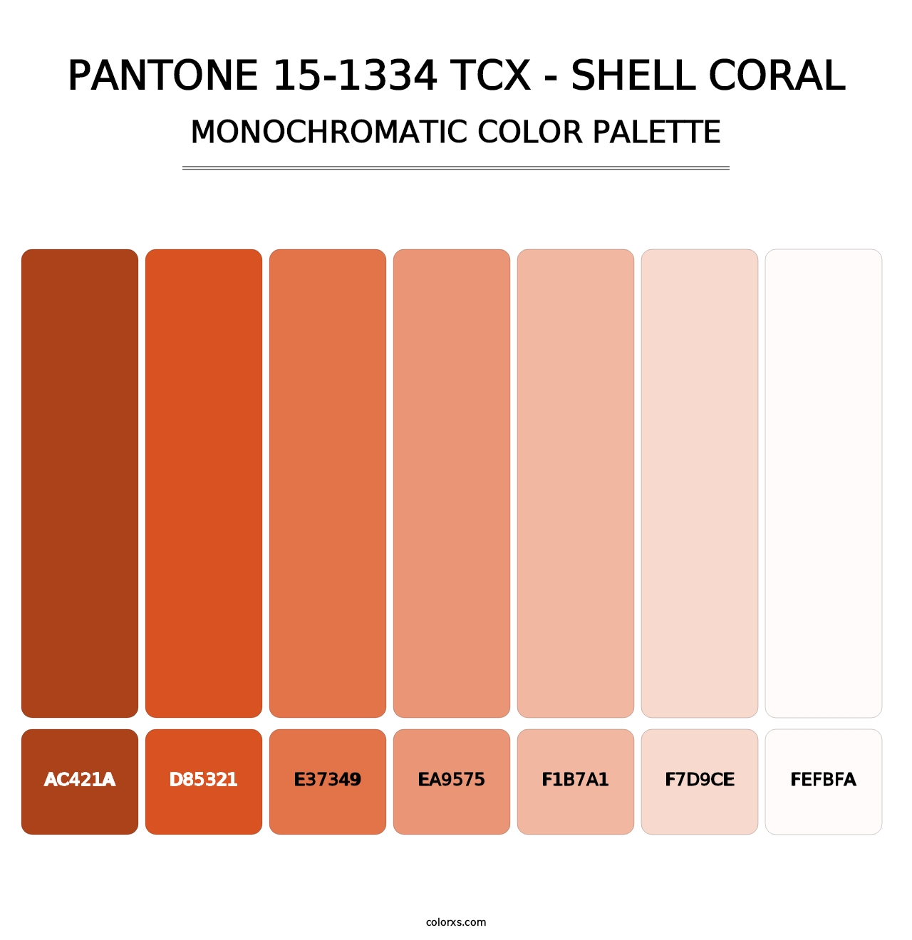 PANTONE 15-1334 TCX - Shell Coral - Monochromatic Color Palette