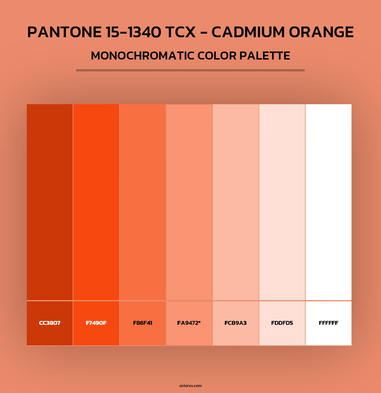 PANTONE 15-1340 TCX - Cadmium Orange - Monochromatic Color Palette