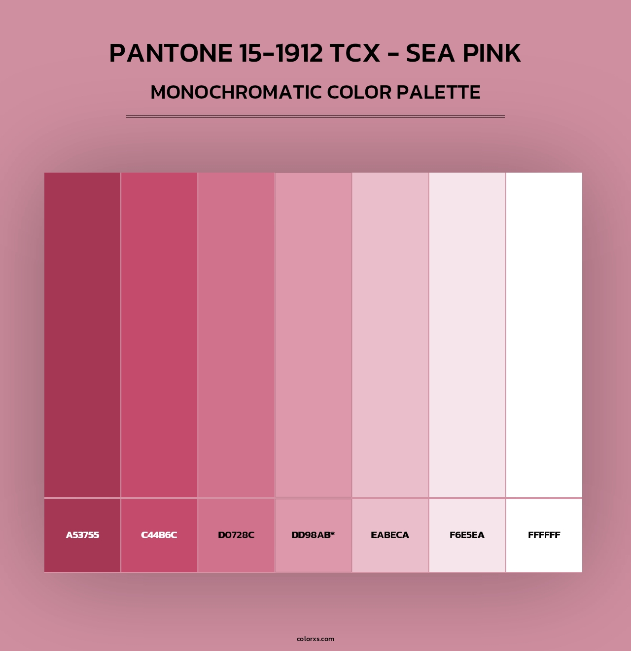 Pantone 15-1912 TCX - Sea Pink - Monochromatic Color Palette