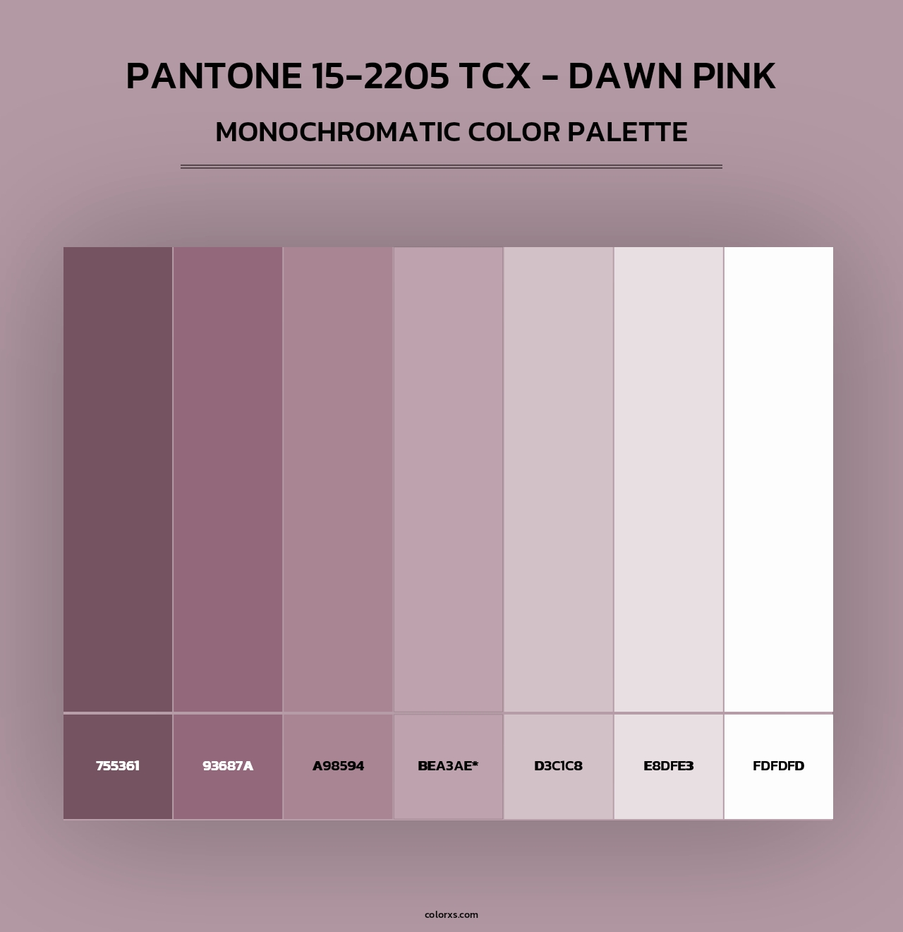 Pantone 15-2205 TCX - Dawn Pink - Monochromatic Color Palette