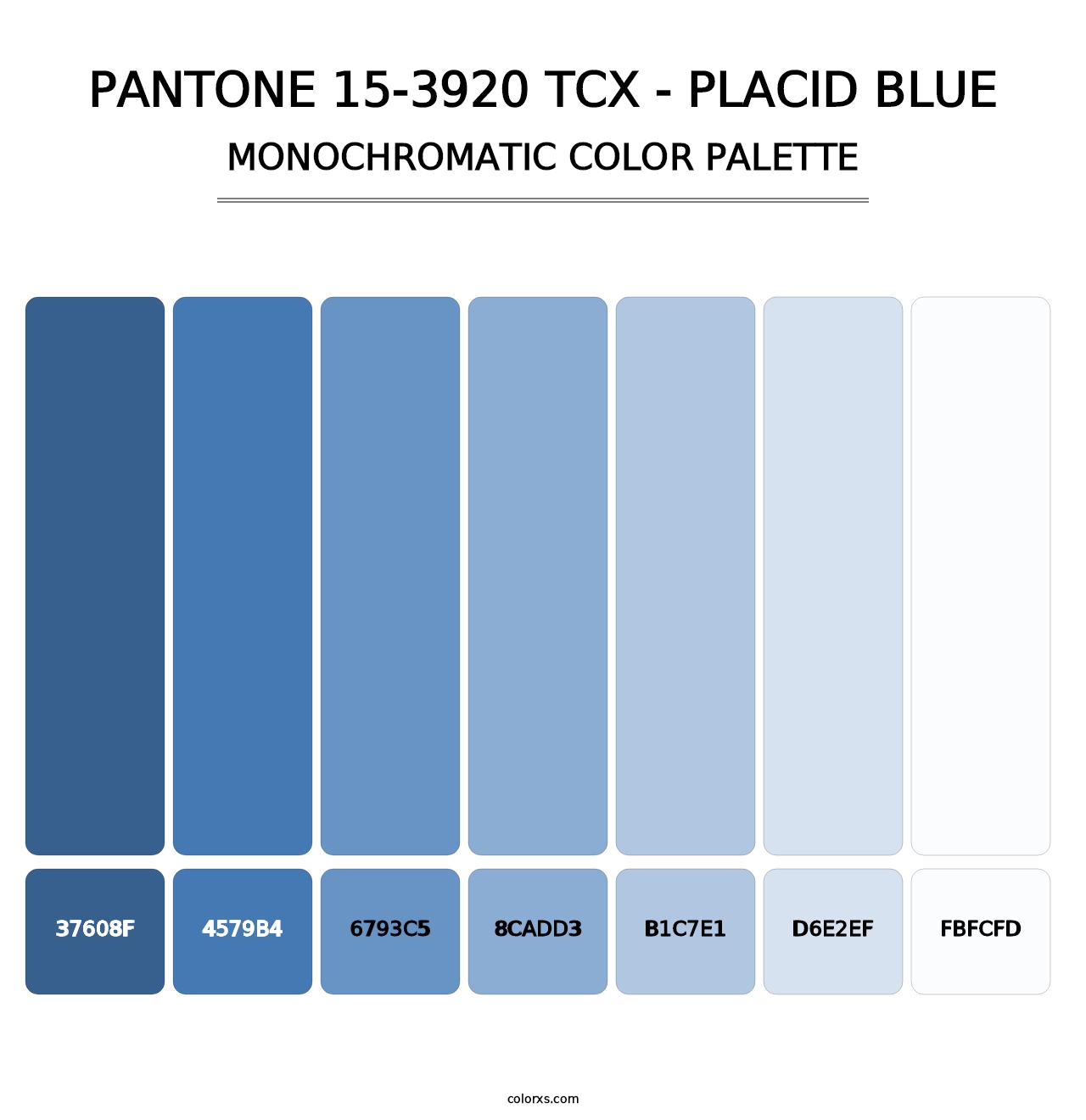 PANTONE 15-3920 TCX - Placid Blue - Monochromatic Color Palette