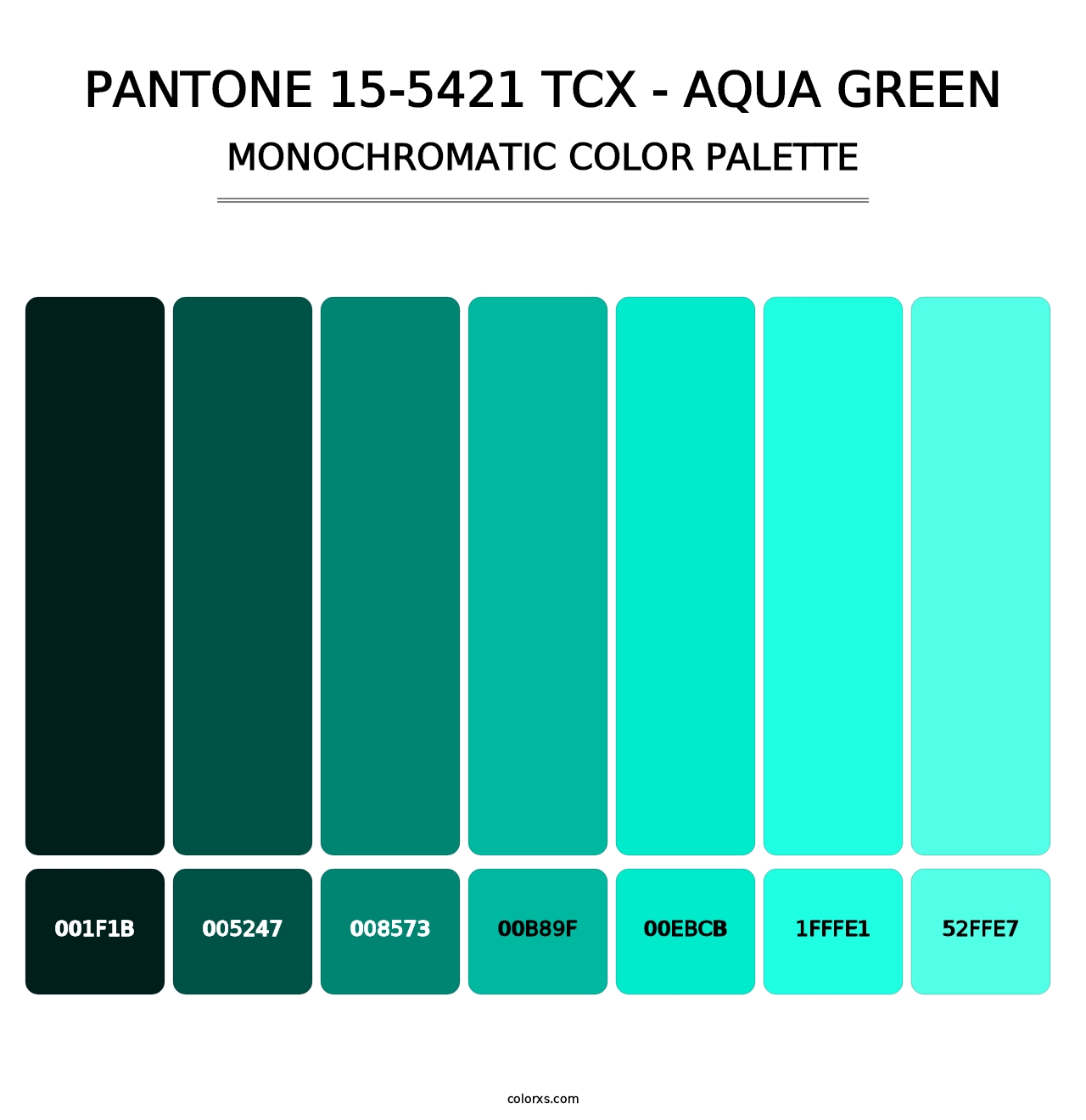 PANTONE 15-5421 TCX - Aqua Green - Monochromatic Color Palette