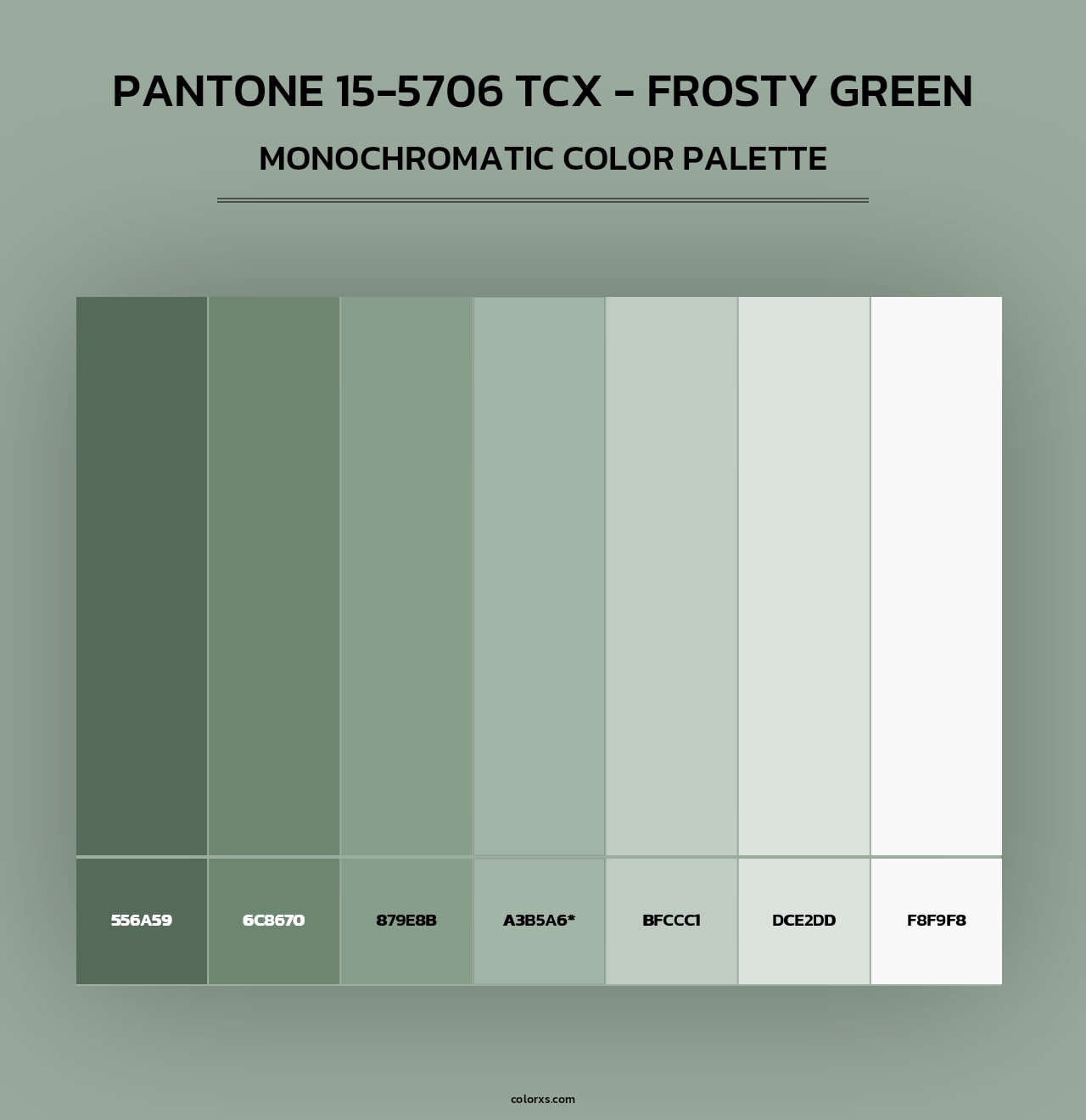 PANTONE 15-5706 TCX - Frosty Green - Monochromatic Color Palette