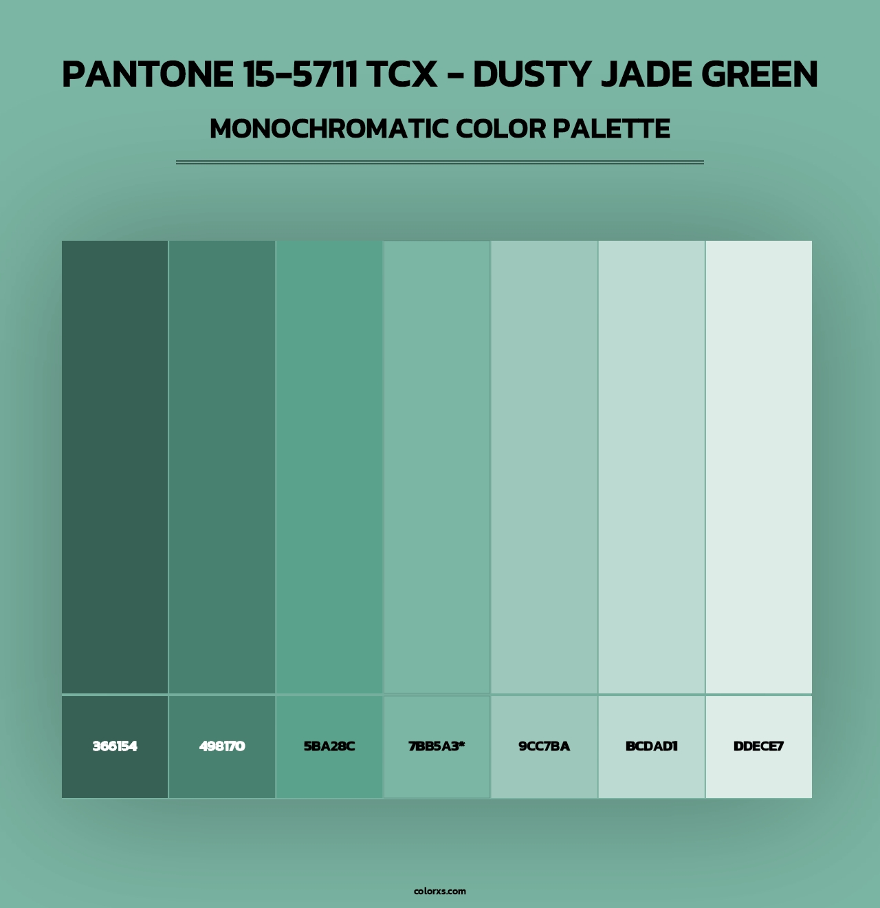 PANTONE 15-5711 TCX - Dusty Jade Green - Monochromatic Color Palette