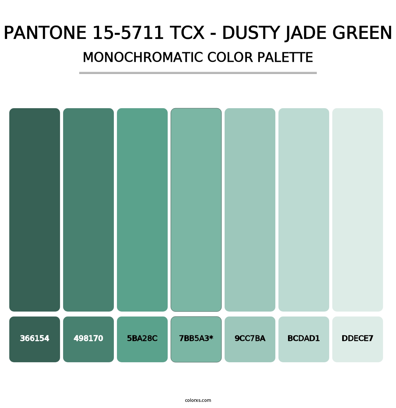 PANTONE 15-5711 TCX - Dusty Jade Green - Monochromatic Color Palette